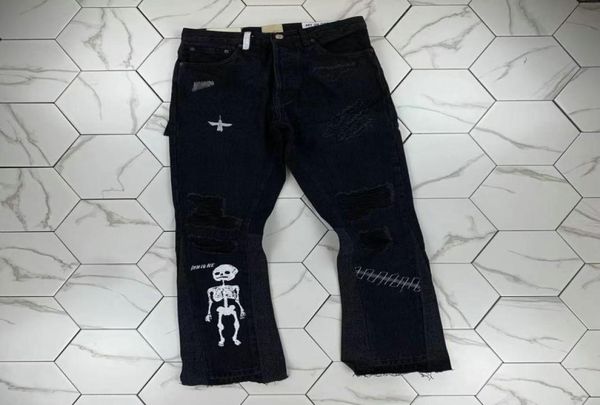 

hm889 mens jeans black cargo pants designer jeans skinny stickers light wash ripped motorcycle rock revival joggers true religions3811914, Blue
