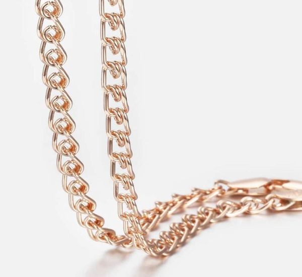 

chains 3mm men womens necklace 585 rose gold link filled fashion jewelry gifts wholesale party wedding 50 60cm gn4624592955, Silver
