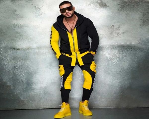 

2 pieces mens gym clothing casual tracksuit sport men sets hip hop ropa hombre set men zipper jacker pencil pants streetwear7600131, Gray