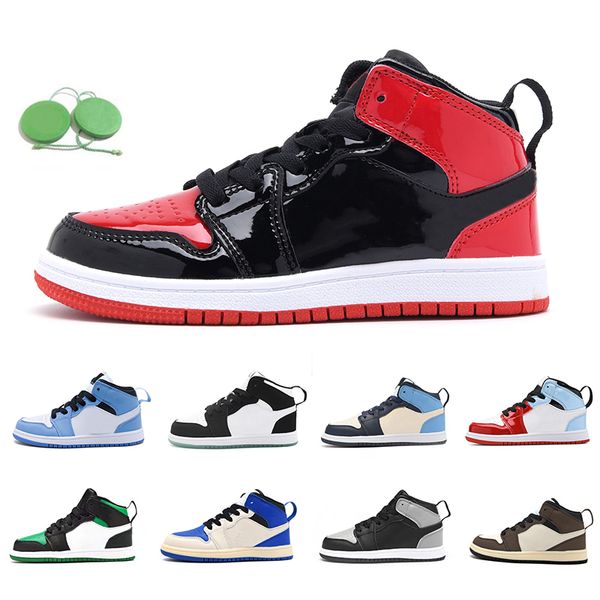 

kid shoes bred patent children preschool ps basketball shoes dark mocha unc shadow athletic outdoor baby designer sneaker trainers toddler g