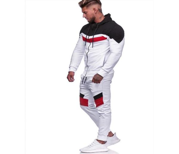 

2019 mens clothing men long sleeve hoodiespants sets male tracksuit patchwork sport suit casual conjuntos masculinos4368894, Gray