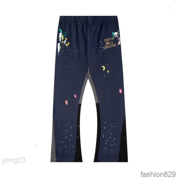 

pants dept angeles high sports pant galleries street los 2023 splash-ink graffiti mens hand-painted loose trousers patchwork men's wome, Black