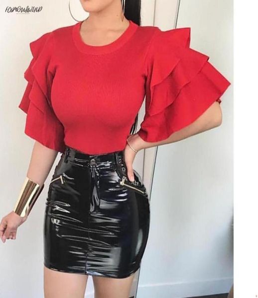 

short womens sleeve blouse summer shirts ladies long pitman ruffle polyester blouse plus size womens office 2020 new high qu56262779, White