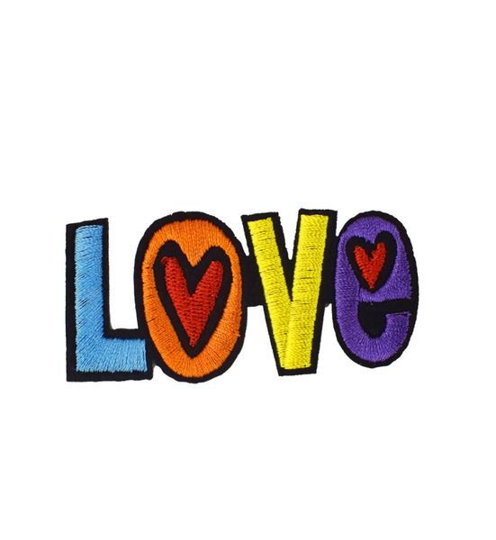 

10pcs love embroidered patches for clothing iron on transfer applique patch for dress bags diy sew on embroidery stickers6880957, Black