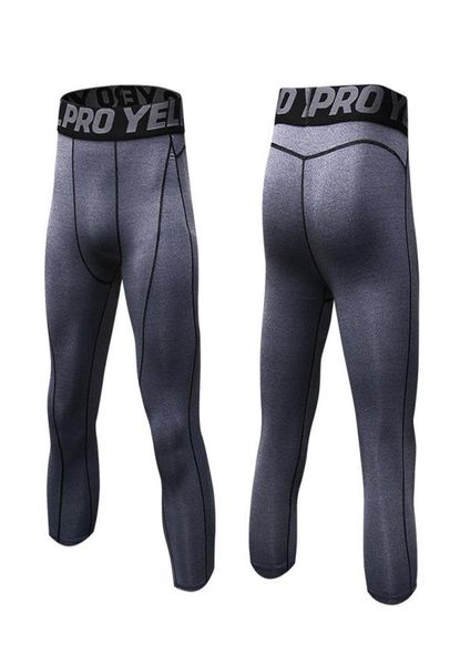 

men sports pant fitness tights cropped trousers gym compression bodybuilding male sport running cycling fitness leggings outdoor s1989479, Black