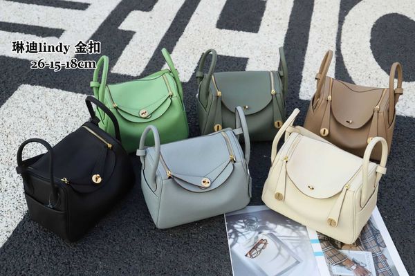 

luxury h ermes lindis's bags for sale 2023 new head layer cowhide pattern lindi 26cm gold buckle doctor bag women's one-shoulder p