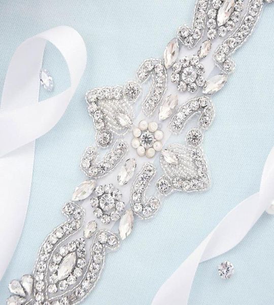 

wedding sashes s245 rhinestone bridal waist belt satin ribbon trim applique dresses accessories gown decor in stock sash4562520, White