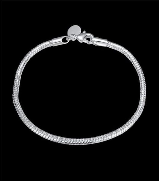 

3m bone 925 silver bracelet jspb187beast gift men and women sterling silver plated chain link bracelets71293632226848, Black