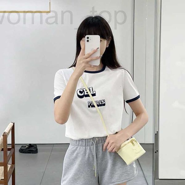 

women's t-shirt designer high version ce family short sleeved women's 23 summer age reducing slimming loose round neck triumphal a, White