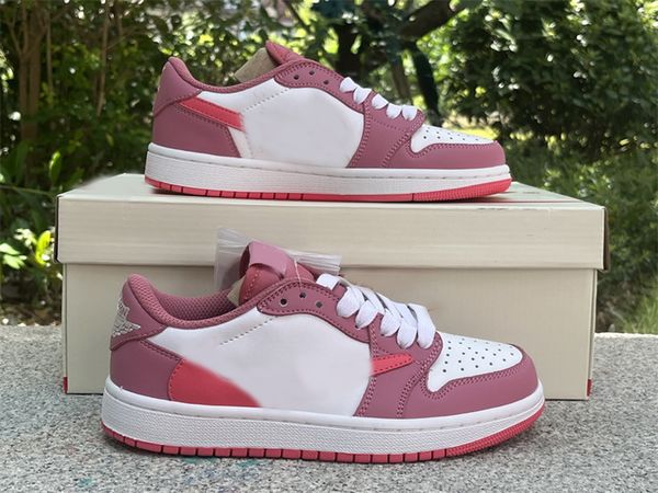 

designer 1 low basketball shoes 1s ts og fragment archeo pink dm7866-227 mens women sneaker trainers, Red;white