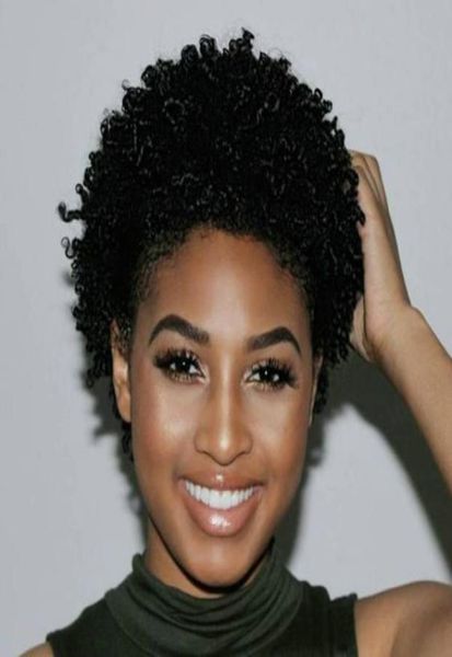 

lovely charming brazilian hair african ameri short kinky curly wigs simulation human hair short curly wig in large stock4940767, Black