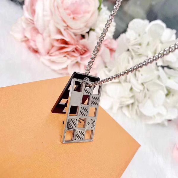 

luxury designer double letter pendant necklaces 18k gold plated crysatl pearl rhinestone sweater necklace for women wedding party jewerlry, Silver