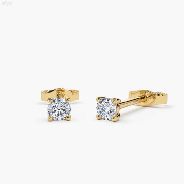 

vlove fine 14k prong setting round diamond studs, Golden
