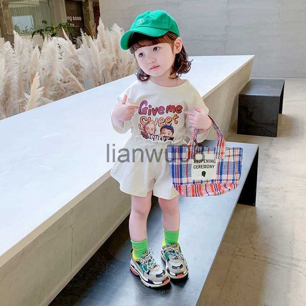 

clothing sets girlssport suit summer letter print shorts 2pcs for girls toddler baby girl clothes children clothing set kids outfit tshirt x, White