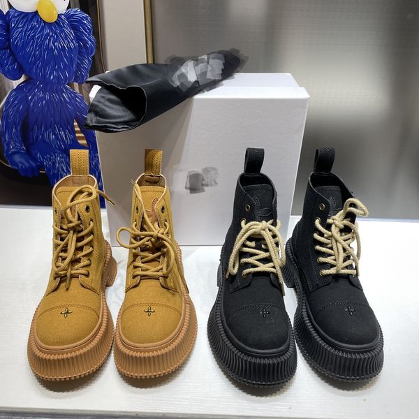 

2023 women's smfk designer boots platform suede leather ankle booties vintage hiking outdoor biker 6cm thick bottom black brown desert