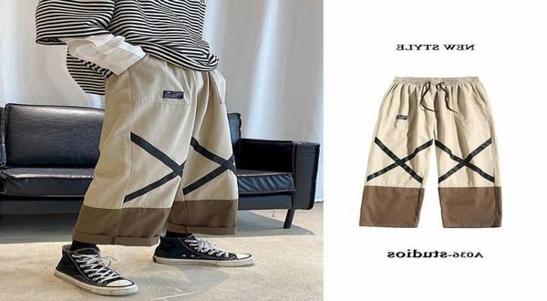 

men039s pants straight casual men hong kong style korean large size anklelength cargo trend allmatch wideleg bootcut trouse7471866, Black