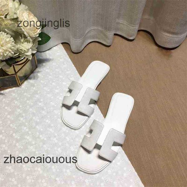 

shoes classic herm fashion slippers sandals designer slipper women 2023 genuine oran leatherm summer flat slides ladies beacsandal party wed