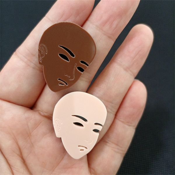 

halloween small head face stud earring for women brown skin hiphop rock punk acrylic jewelry accessories, Golden;silver