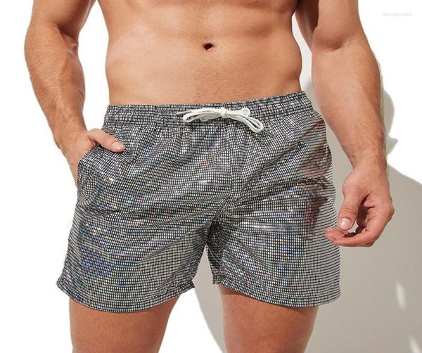 

men039s shorts men board trunks sequined bling swimming pants pocket casual fitness sweatpants shiny swimwear bikini pantalones1799182, White;black