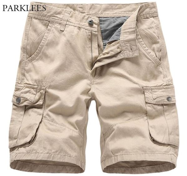 

2020 summer cargo shorts men brand new solid color mens bermudas masculina male short pants comfortable cotton loose work shorts5023392, White;black