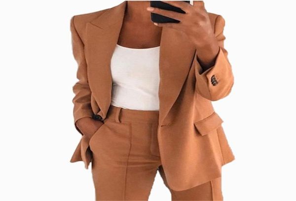 

women039s suits blazers autumn winter clothes fashion notched collar slim blazer elegant office loose fit cardigan women soli4373080, White;black