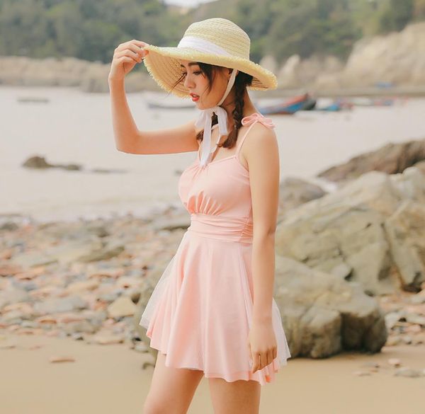

womens swimdress swimming costume skirt cover up tummy on piece swimsuit halter backless dress swim suit6709775