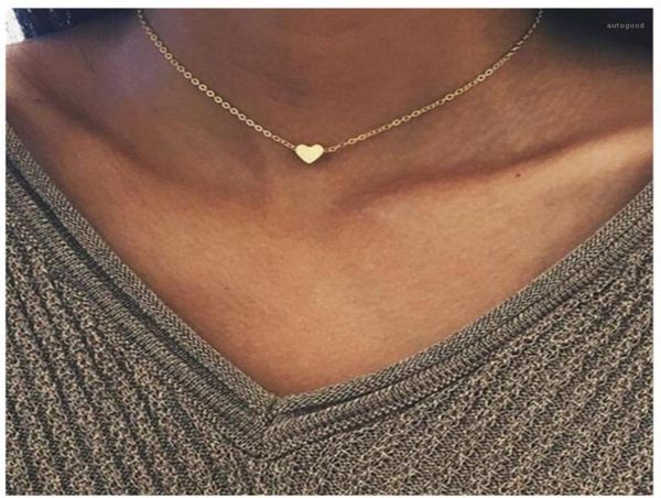

2021 gold silver plated small heart necklaces bijoux for women collars fashion jewelry collarbone pendant necklace na21918799439
