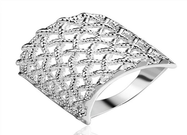 

brand new plated sterling silver mesh ladies ring djsr543 us size 8 fashion design 925 silver plate band rings jewelry4100043