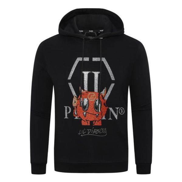 

bear brand men's hoodies & sweatshirts warm thick sweatshirt hip-hop loose characteristic personality pp skull pullover rhine luxury me, Black