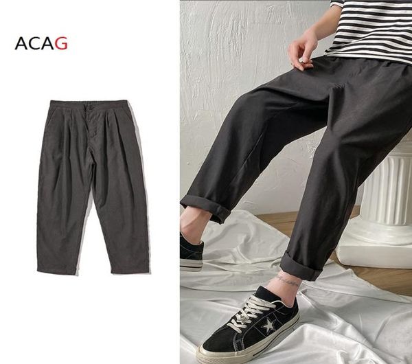 

men039s pants summer anklelength harajuku japanese loose comfortable skateboarding trousers4595791, Black