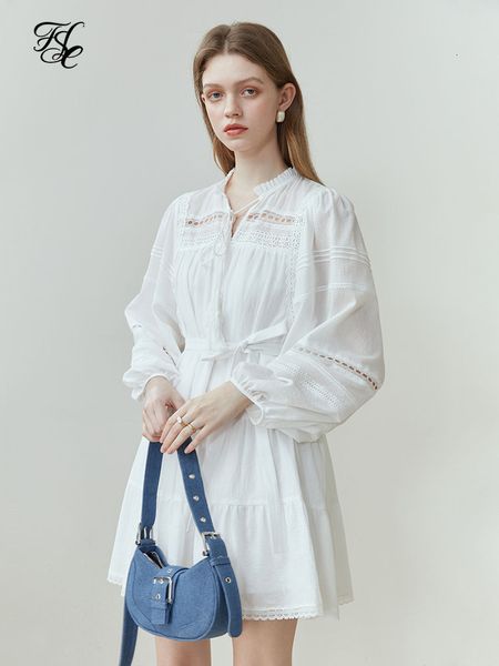 

plus size dresses fsle fashionable white lace mosaic dress for female spring ly gentle wind a line loose sense pastoral style women s 230803, Black