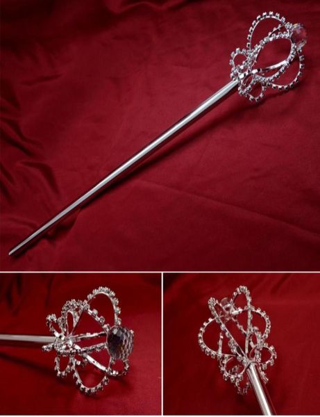 

scepter flower bub three dimenshional pageant bridal beauty queen winner cosplay party accessories crystal crown scepters mk0298434598739, Blue;slivery