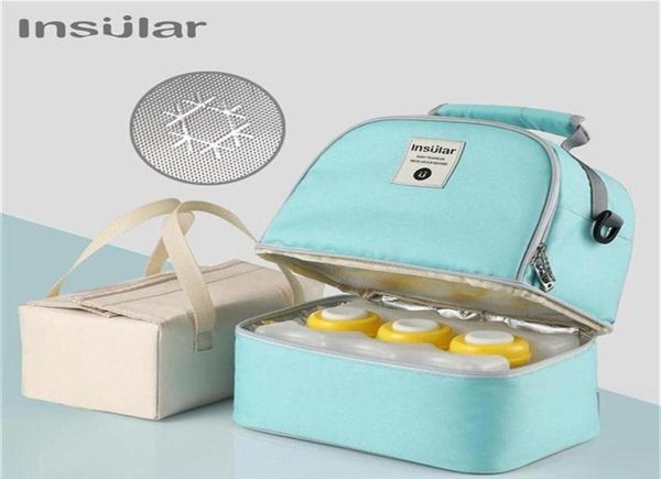 

the new multifunctional diaper bag backpack double breast milk cooler bag mommy travel carrying bag milk bottle baby care262f272p4889671