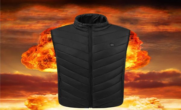 

new winter men electric heated vest jackets coats usb heating thermal warm vest jacket outdoor camping hiking hunting vests 8769471, Black;white