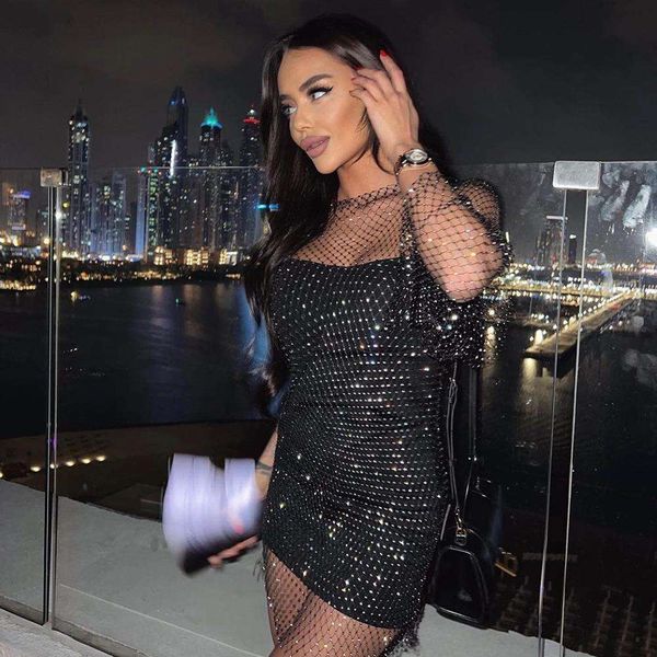 

womens dress rhinestone fishnet long sleeve bikini blouse beach, Black;gray