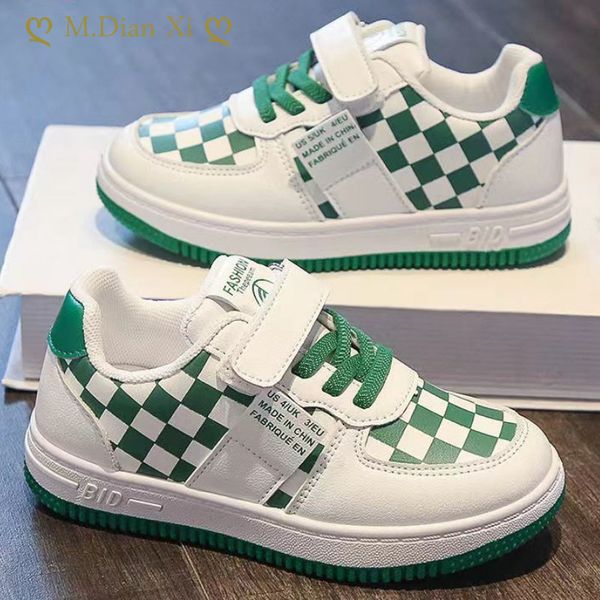 

sneakers spring checkered pattern toddler casual shoes boys girls pu leather lowbreathable platform childaren 230804, Black;red