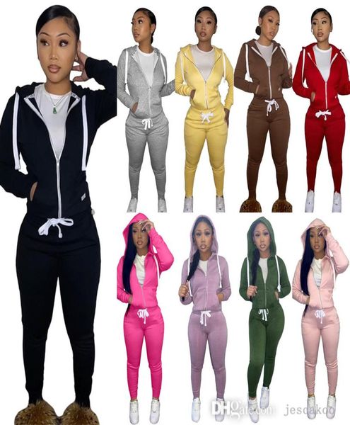 

2022 autumn winter women tracksuits sweatsuit zipper hooded two piece set plush sweater sweatpants jogging suit6102713, Gray