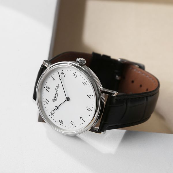 

other watches escapement timequartz movement watch 38 5mm case enamel white waterproof 50m blue heat treatment hand 230804, Slivery;black