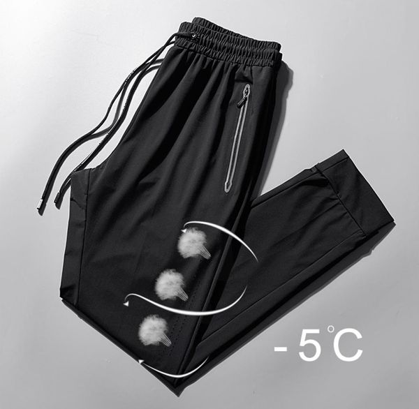 

plus size men039s quickdrying pants summer breathable ice silk casual men039s pants thin section fat trousers male loose 8x8983760, Black
