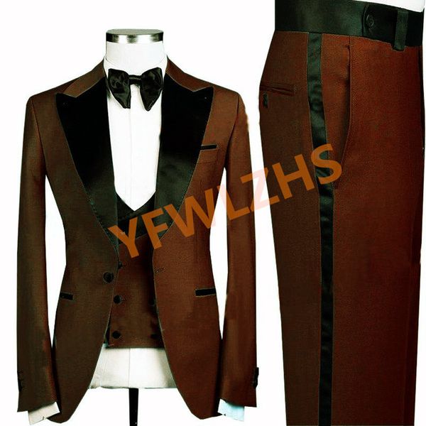

custom-made groom tuxedos one button men peak lapel lapel groomsmen wedding/prom/dinner man blazer jacket pants tie vest m36129, Black;gray