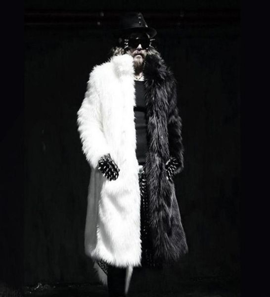 

men039s fur jacket patchwork trench fur coat men039s outerwear male imitation fur outwears mixed color winter coats84300701984285, Black