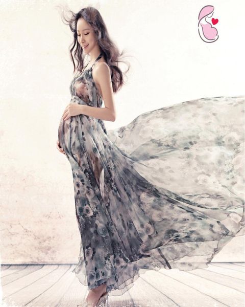 

maternity dresses pregnant women pography props vintage printed pregnancy po shoot shower dress6619752, White