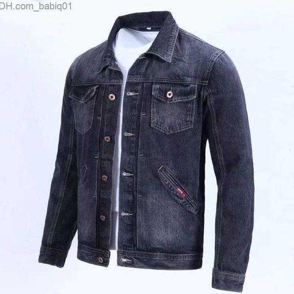 

men's jackets spring and fall retro denim jacket men's fashion brand handsome cargo jacket korean version slim casual wear clothes, Black;brown