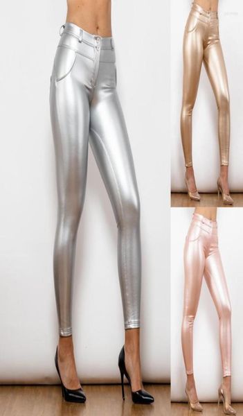 

active pants shascullfites leggings women stretch leather bum lifting leahter metallic1825889