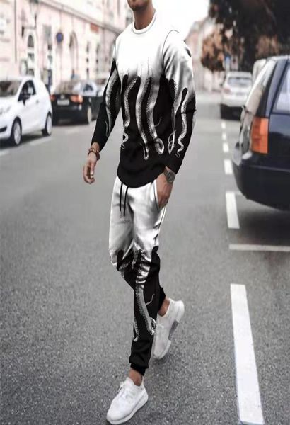 

men039s tracksuits men sportswear spring autumn 2 piece sets ocs print sports suit tshirtpants sweatsuit male fashion clo4199588, Gray