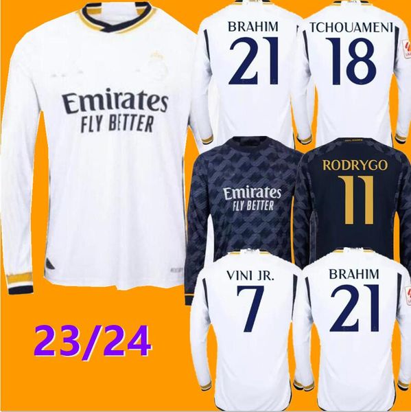 

23 24 fans long sleeve soccer jerseys rodrgo bellingham 2023 2024 vini jr bellingham football shirt real madrids camiseta de futbol men kids, Black;yellow