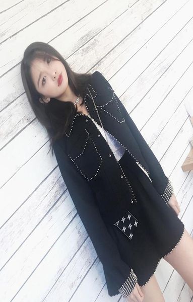 

women039s suits blazers set female 2021 spring and autumn short paragraph casual jacket skirt two sets of temperament solid c8489083, White;black