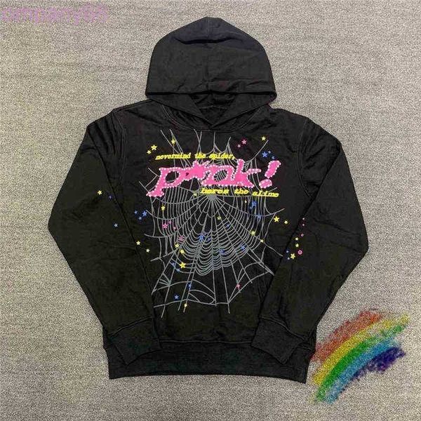 

men's hoodies sweatshirts puff print sp5der hoodie men women heavy fabric spider web pullover g220908hkls, Black