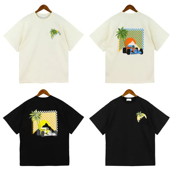 

t-shirt rhide designer men's designer men's polo shirt sunset coconut print american street t-shirt men's summer fashion loos, White;black