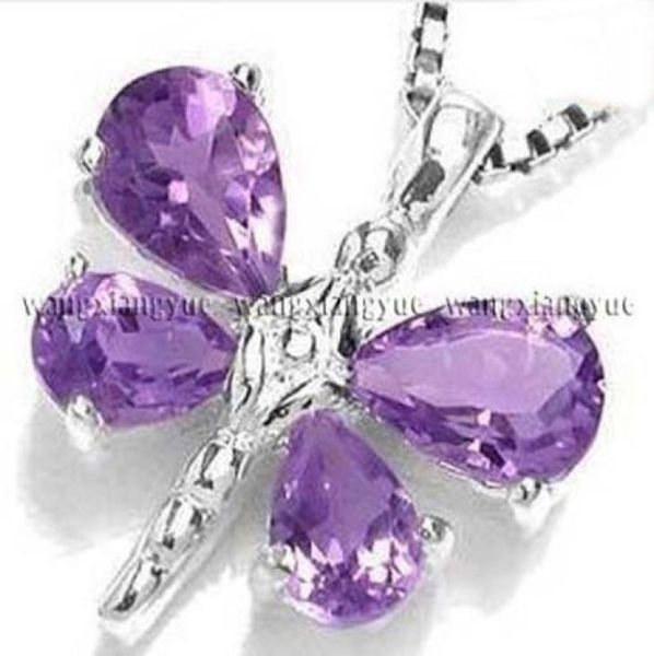 

jewelry amethyst dragonfly pendant necklace 18quot012346542085, Silver